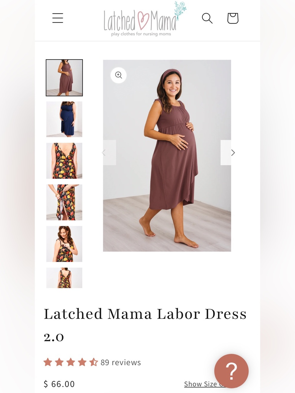 Latched Mama Dusty Rose Maternity/Nursing/Labor Dress